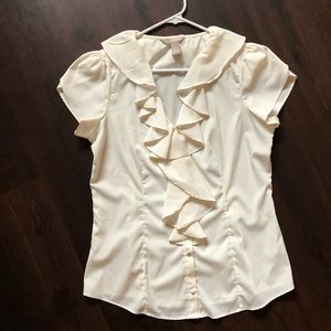 Banana Republic White Ruffled Blouse